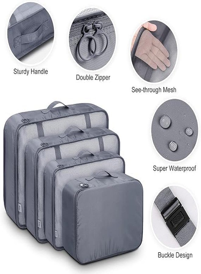 Fariox Travel Organizer 7 in 1 Travel Laundry Cosmetics Luggage Packing Organizers Set Makeup Bags Organizer Packing Cubes with Shoe Bag for travel, Nylon (Grey) - Image 2
